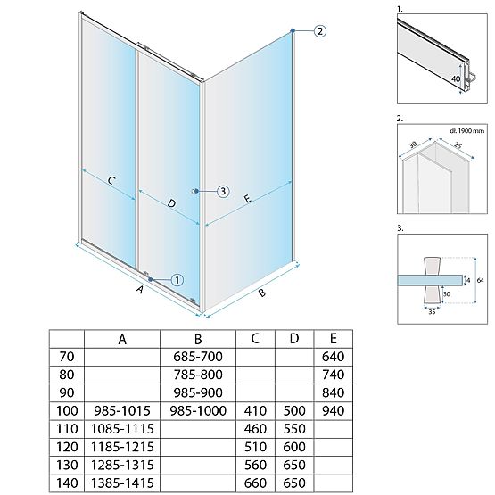 Tuš kabina Rea Primo Slide 100x70 Krom
