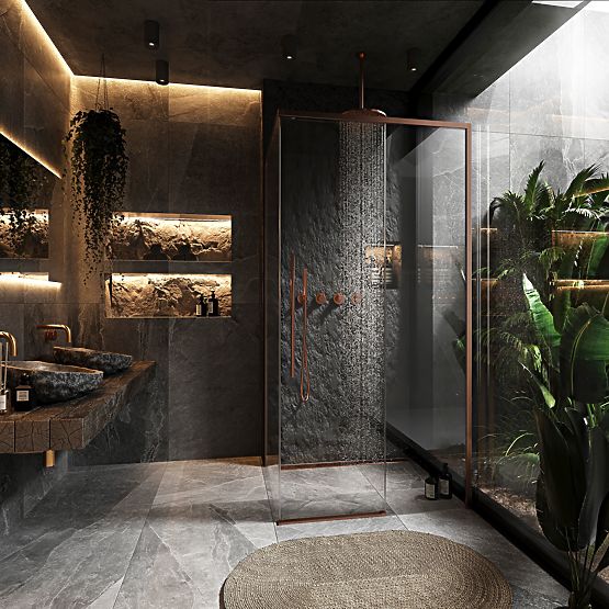 Tuš kabina SOLAR Brušena Bakar 90x90