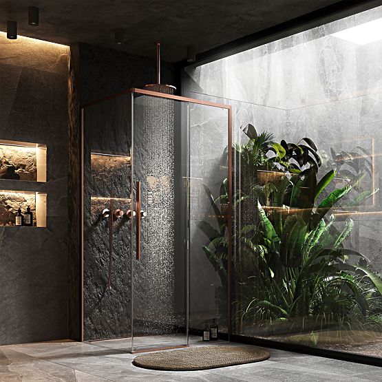 Tuš kabina SOLAR Brušena Bakar 90x90