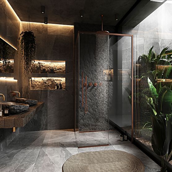 Tuš kabina SOLAR Brušena Bakar 90x90