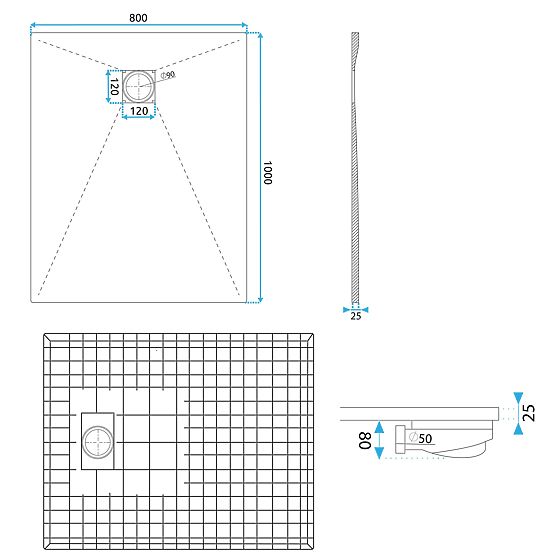 Tuš kada Magnum Black 80x100