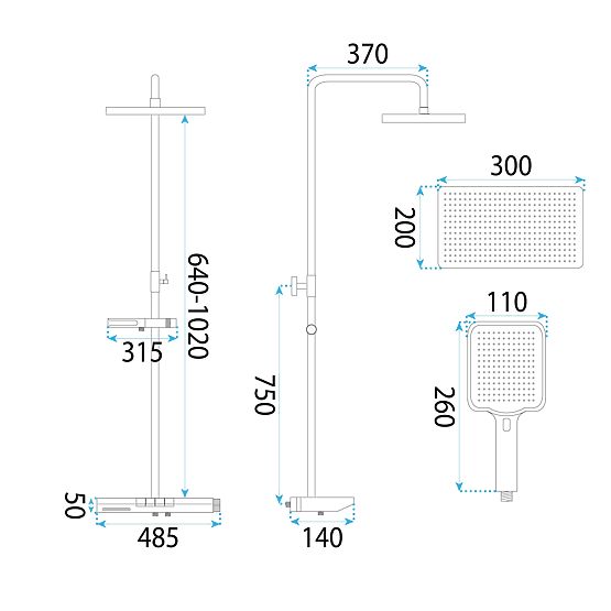 Tuš set s termostatom REA Pedro Crna
