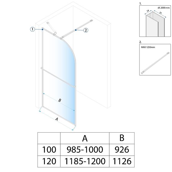 Tuš zid Rea Sky Brush Gold 100