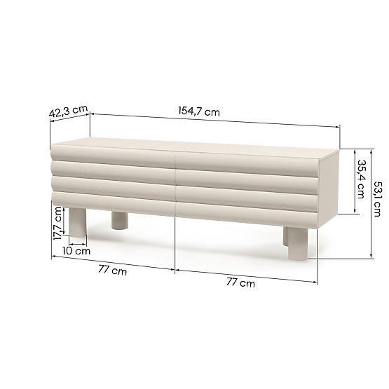 TV ormarić Anatra, rebrasti, bež, zaobljeni oblici