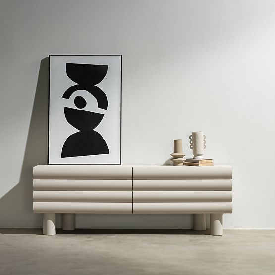 TV ormarić Anatra, rebrasti, bež, zaobljeni oblici