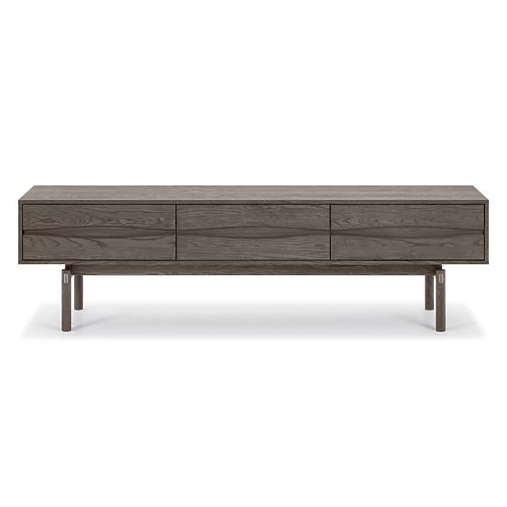 TV ormarić Quadri s ladicama, masivno hrastovo drvo, furnir, espresso smeđa