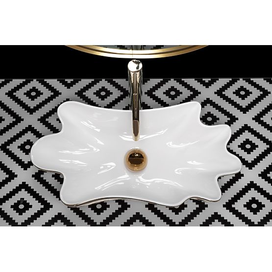 Umivaonik REA Sea Infinity Gold/Bijela + Čep