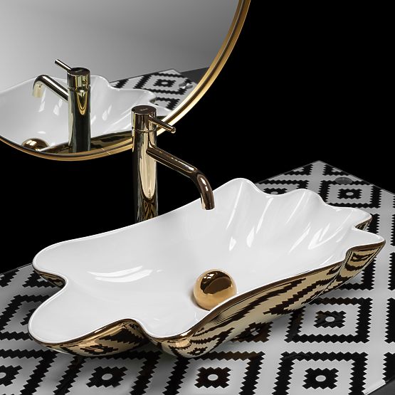 Umivaonik REA Sea Infinity Gold/Bijela + Čep