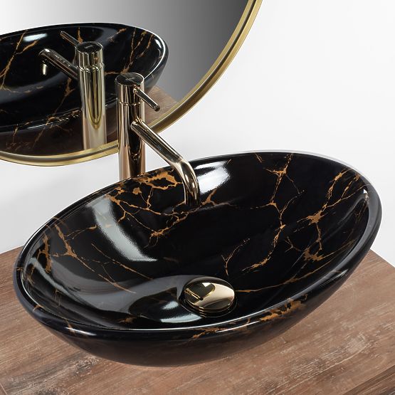 Umivaonik za ploču REA Pamela Black Marble Shiny
