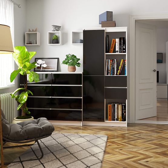 UREDSKI REGAL R 80 cm CLP R15 PK BIJELI / CRNI SJAJ