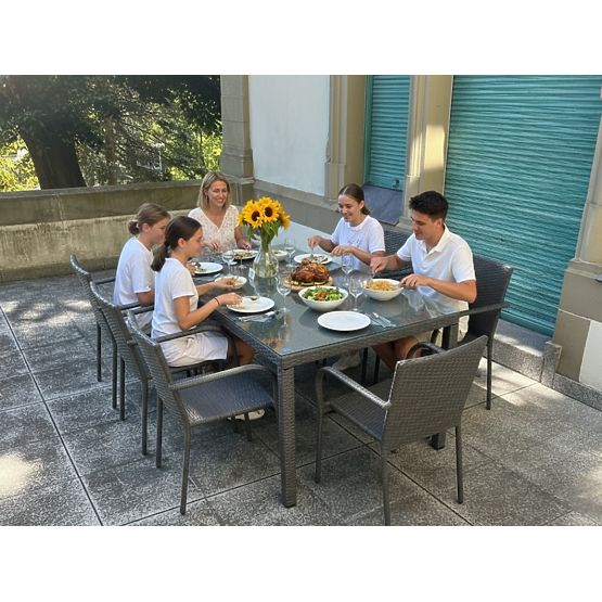 Velika blagovaonska garnitura od tehnoratana (8 stolica + veliki stol) SOTTILE siva