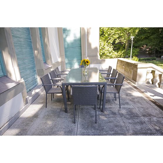 Velika blagovaonska garnitura od tehnoratana (8 stolica + veliki stol) SOTTILE siva