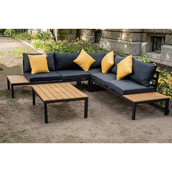 Veliki aluminijski kutni set sa stolom MASSIMO crni