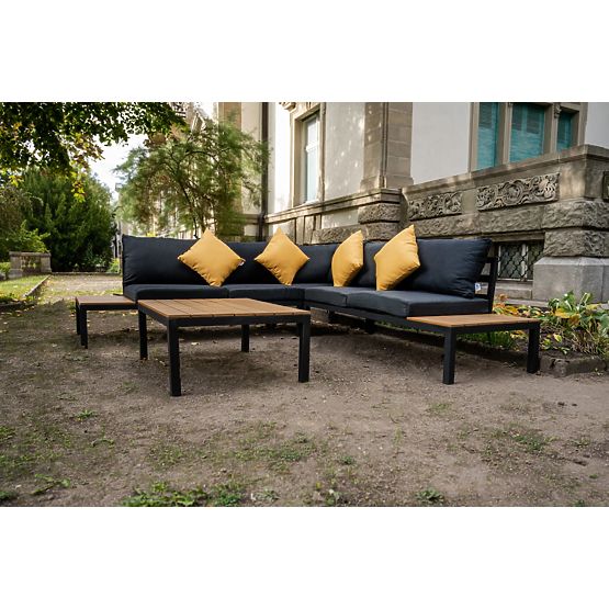 Veliki aluminijski kutni set sa stolom MASSIMO crni