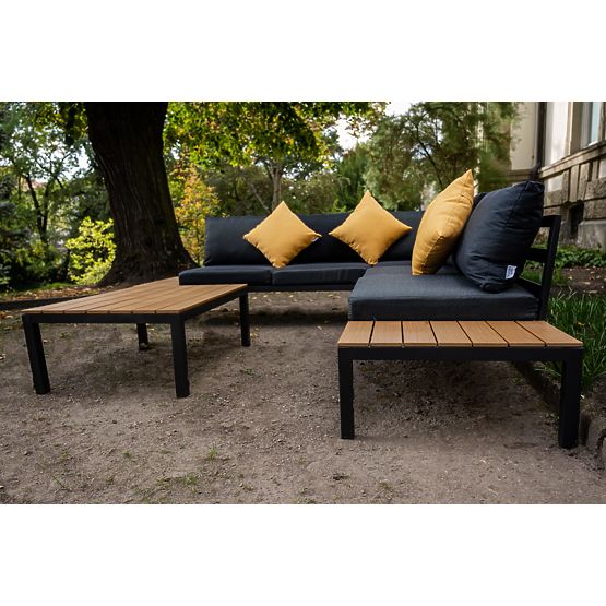 Veliki aluminijski kutni set sa stolom MASSIMO crni