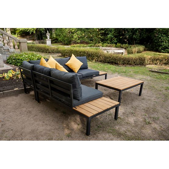 Veliki aluminijski kutni set sa stolom MASSIMO crni