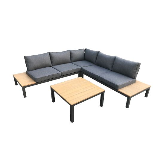 Veliki aluminijski kutni set sa stolom MASSIMO crni