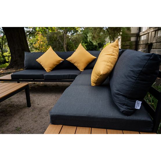 Veliki aluminijski kutni set sa stolom MASSIMO crni