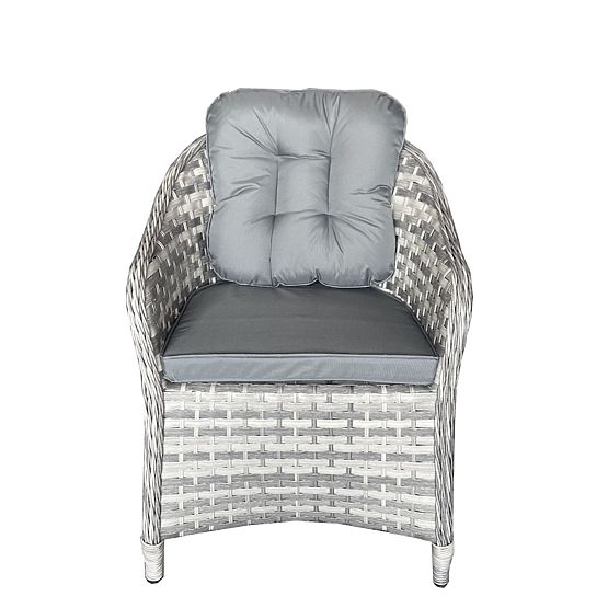 Veliki blagovaonski set od tehno ratana (6 stolica + stol) MODERNO svijetlo siva