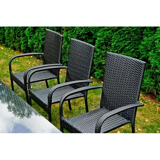 Veliki blagovaonski set od tehno ratana (stol 200x100cm + 8 stolica) SOTTILE crna