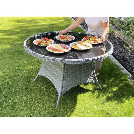 Veliki okrugli stol od tehnoratana MODERNO svijetlosivi