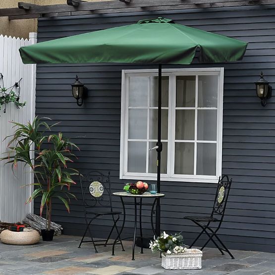 Veliki pravokutni vrtni nagibni sklopivi suncobran sa zelenom ručkom 200 x 140 cm