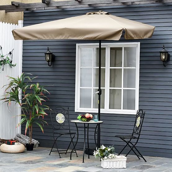 Veliki pravokutni vrtni sklopivi suncobran s ručkom bež 200 x 140 cm