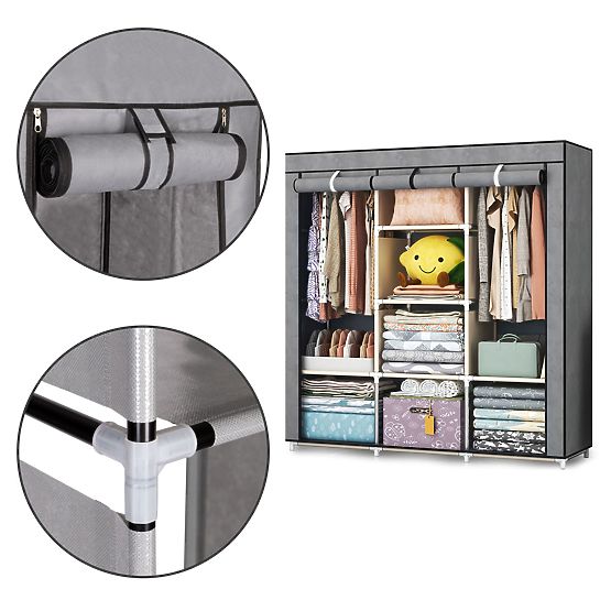 Veliki tekstilni ormar s policama za odjeću i obuću