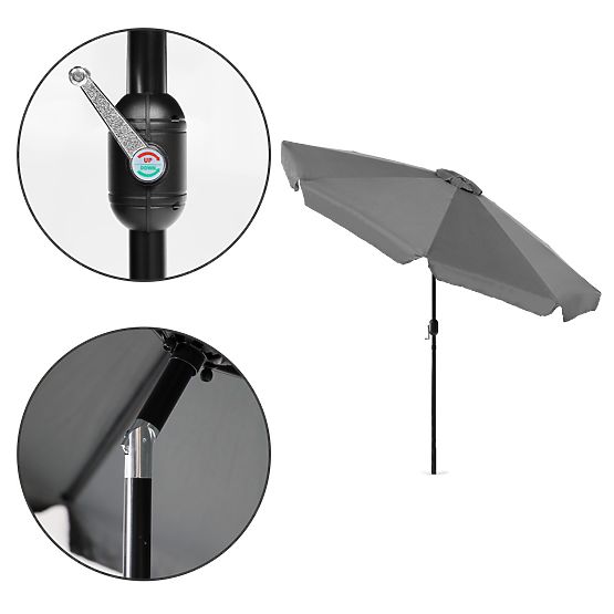 Veliki vrtni suncobran 3m kosi s ručkom sivi