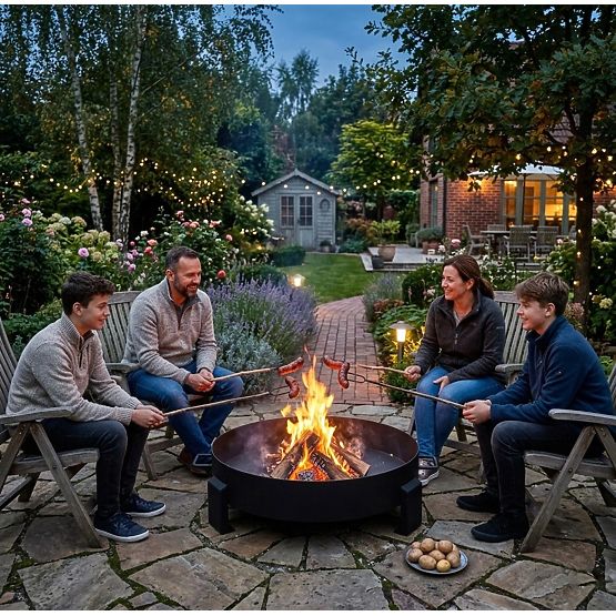 Veliko čvrsto vrtno lijevano željezno ložište 60 cm s ručkama idealno za logorsku vatru