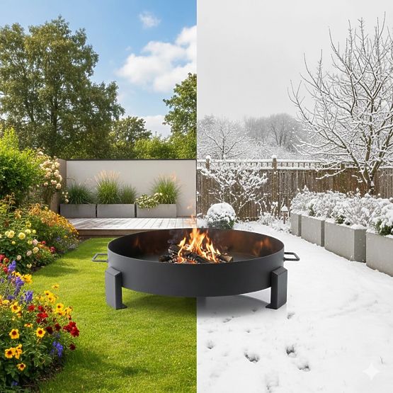 Veliko čvrsto vrtno lijevano željezno ložište 60 cm s ručkama idealno za logorsku vatru