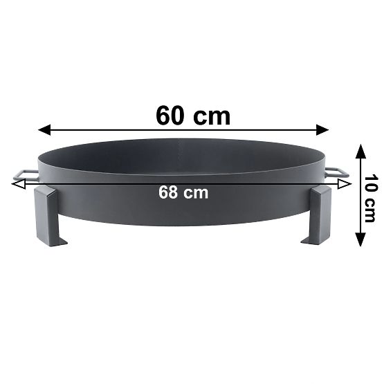 Veliko čvrsto vrtno lijevano željezno ložište 60 cm s ručkama idealno za logorsku vatru