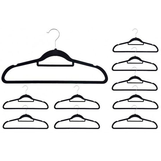 Velur vješalica Maxi set 10 kom - crna