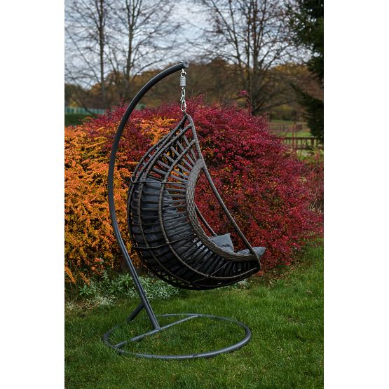 Viseća stolica BELLISSIMO (Stolica + okvir) od sivog tehno ratana, navlaka BESPLATNO