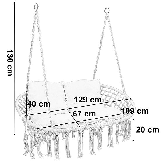 Viseća stolica Bocianovo gnijezdo LAGOS crna s jastucima