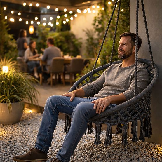 Viseća stolica boho vrtna ljuljačka roda gnijezdo siva MultiGarden