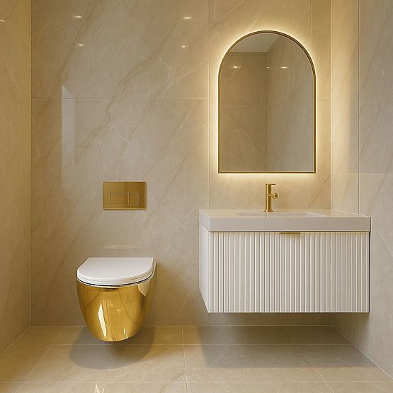 Viseća WC školjka Rea Carlo Mini Tornado NF Zlatna Bijela