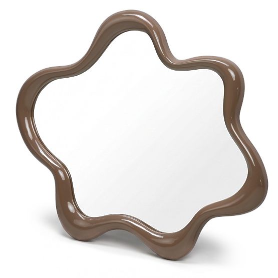 Viseće ogledalo Izzi, nepravilno, svijetlosmeđe/mocha, sjajno