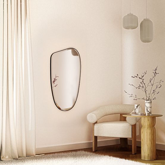 Viseće ogledalo u crnom okviru Frivatti, 60x100 cm, nepravilnog oblika
