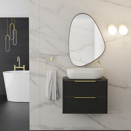 Viseće ogledalo u crnom okviru Libia, 76x51 cm, nepravilnog oblika