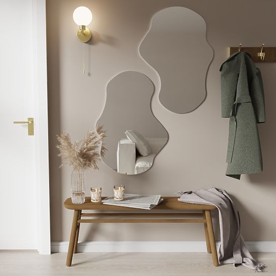 Viseće ogledalo u crnom okviru Zoe, 80x55 cm, nepravilnog oblika