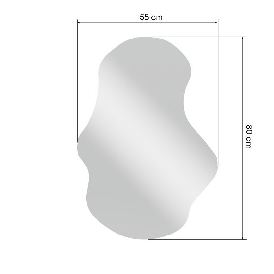 Viseće ogledalo u crnom okviru Zoe, 80x55 cm, nepravilnog oblika