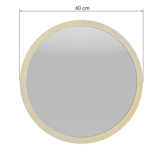 Viseće ogledalo u drvenom okviru Sesto 60 cm, okruglo, prirodno