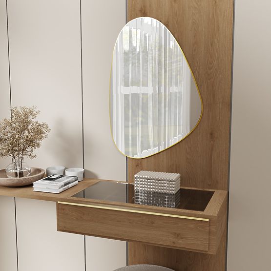 Viseće ogledalo u zlatnom okviru Libia, 76x51 cm, nepravilnog oblika