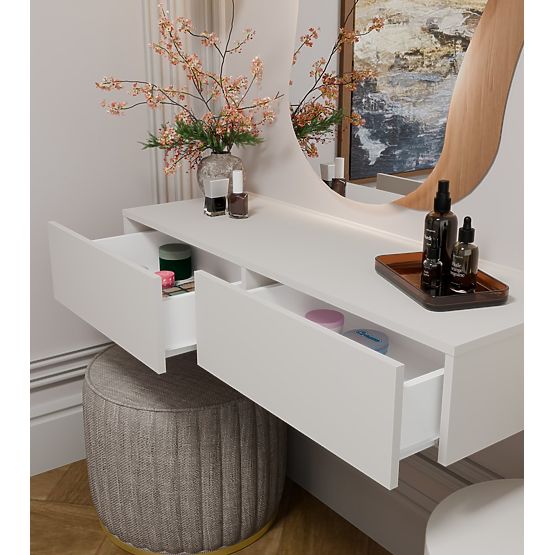 Viseći Kozmetički Toaletni Stol MIKA 110 cm s 2 Ladice za Spavaću Sobu KAŠMIR Bež