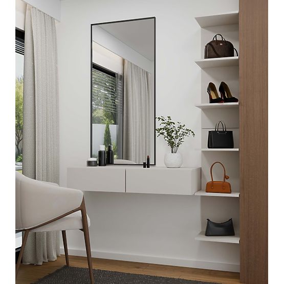 Viseći Kozmetički Toaletni Stol MIKA 110 cm s 2 Ladice za Spavaću Sobu KAŠMIR Bež