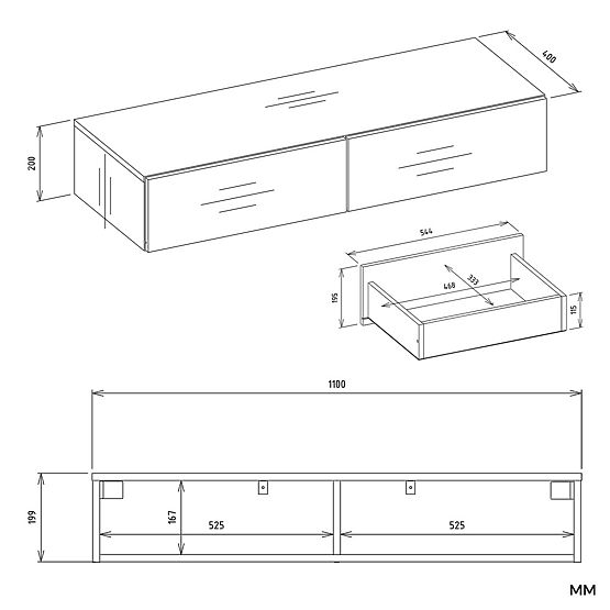 Viseći Kozmetički Toaletni Stol MIKA 110 cm s 2 Ladice za Spavaću Sobu KAŠMIR Bež