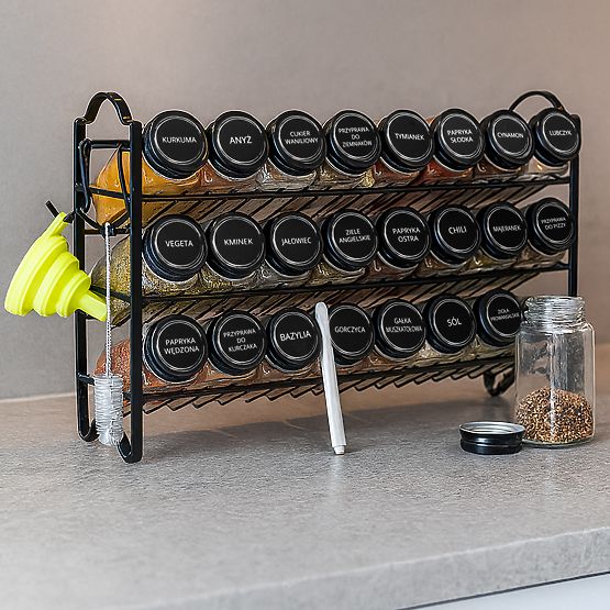 Višeslojni stalak za začine ENELDO 24 staklenki + 72 naljepnice
