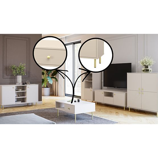 Visoka četverovratna komoda Venus kašmir zlatne metalne noge