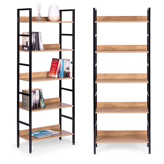 Visoka loft polica s 5 polica metal MDF ModernHome